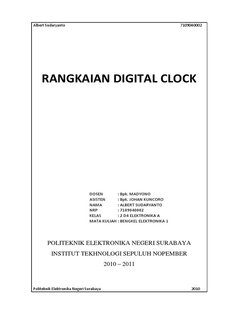 Laporan Rangkaian Digital Clock PDF | PDF | Komputer