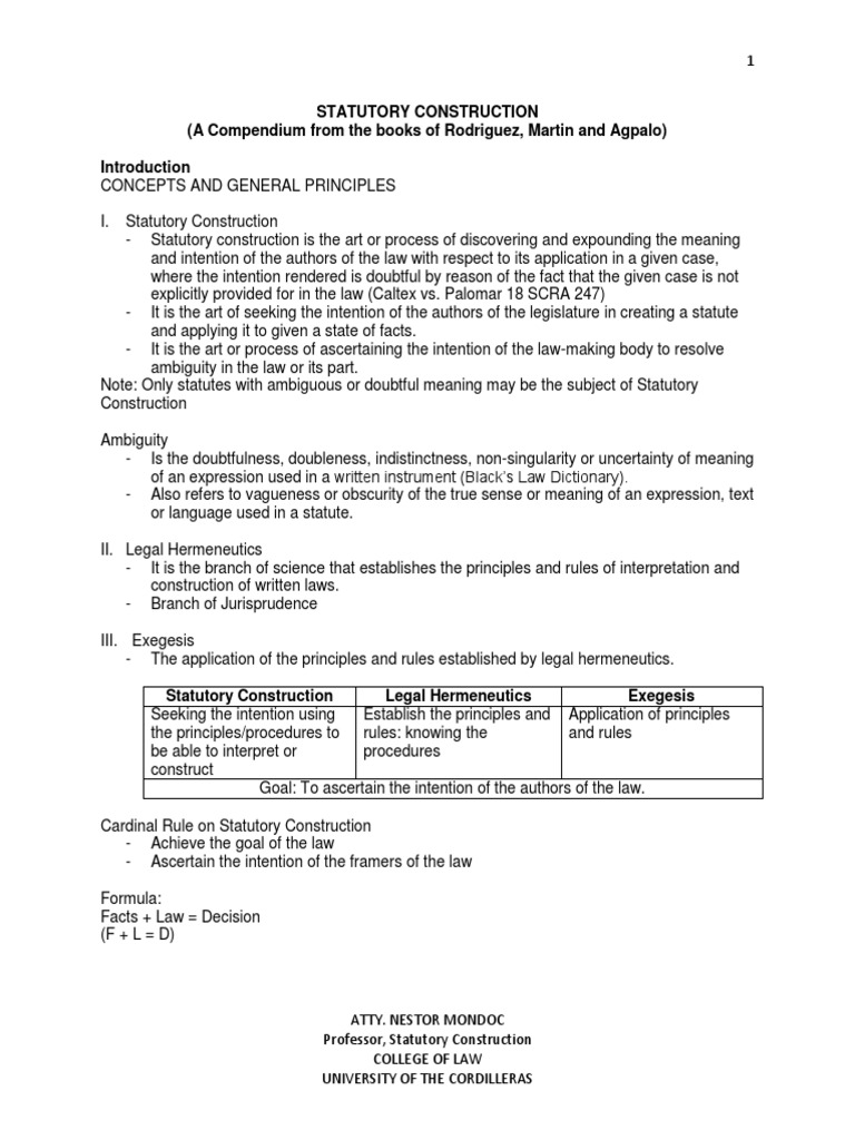 Statutory Construction Statutory Interpretation Repeal