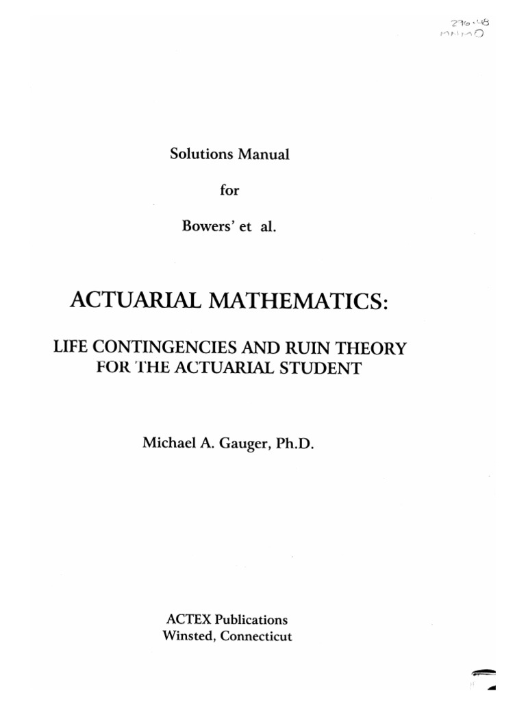 Actuarial Mathematics Solutions Manual | PDF