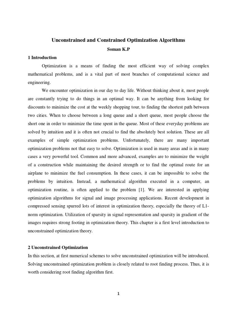 Unconstrained vs Constrained Optimization | PDF | Mathematical ...