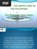 PD 1067 Water Code of The Philippines and Clean Water Act