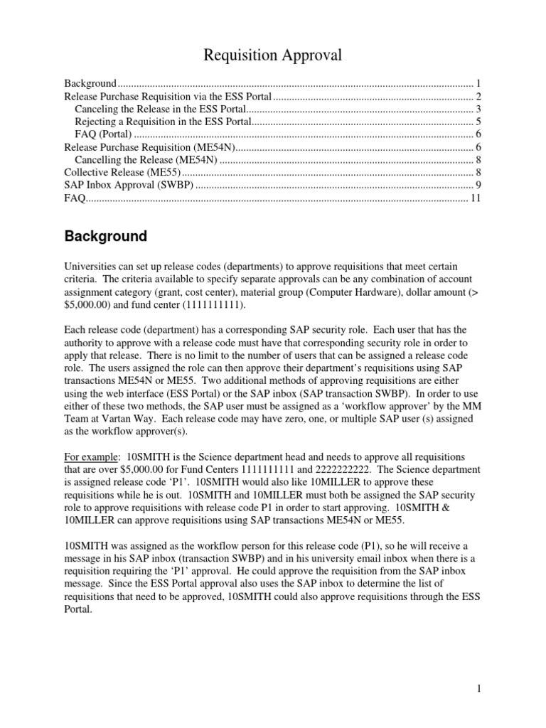 Requisition Approval: Background | PDF | Finance & Money Management