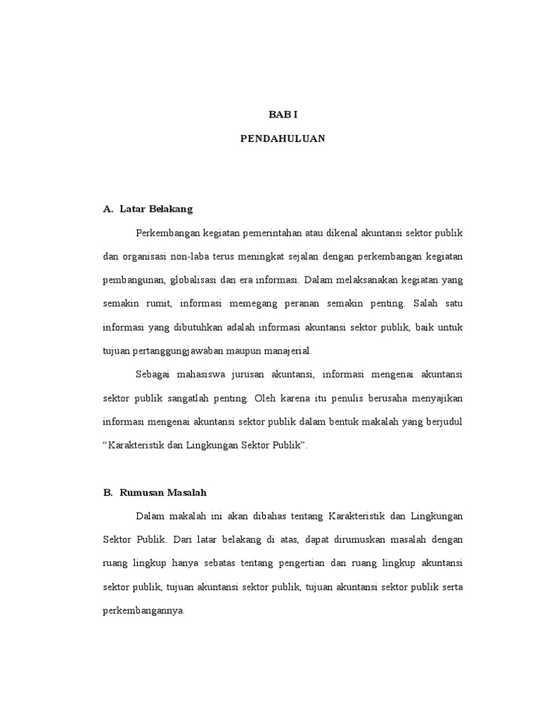 Karakteristik Dan Lingkungan Sektor Publik