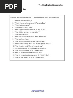 St Patricks Day Worksheets