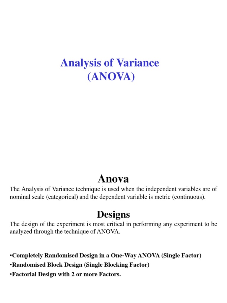Analysis of Variance (Anova) | PDF | Analysis Of Variance | Errors And ...