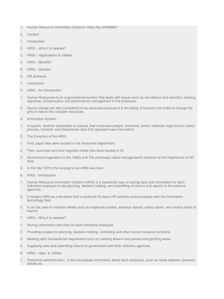Human Resource Information System | PDF