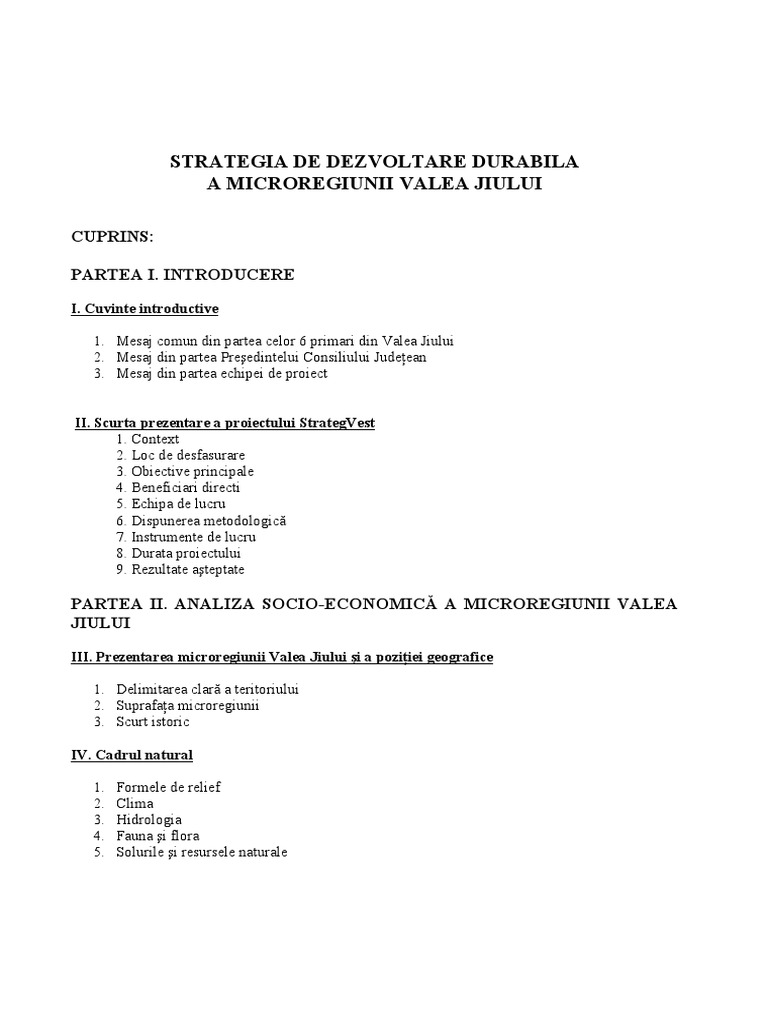 Strategia Microregiunii Valea Jiului