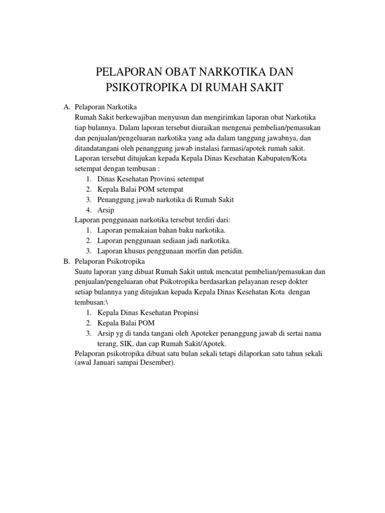 Contoh Laporan Narkotika Dan Psikotropika Seputar Laporan