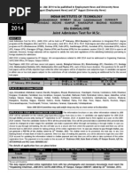 Joint Admission Test For M.SC.: Indian Institutes of Technology