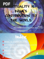 Spirituality is India's Contribution to the World