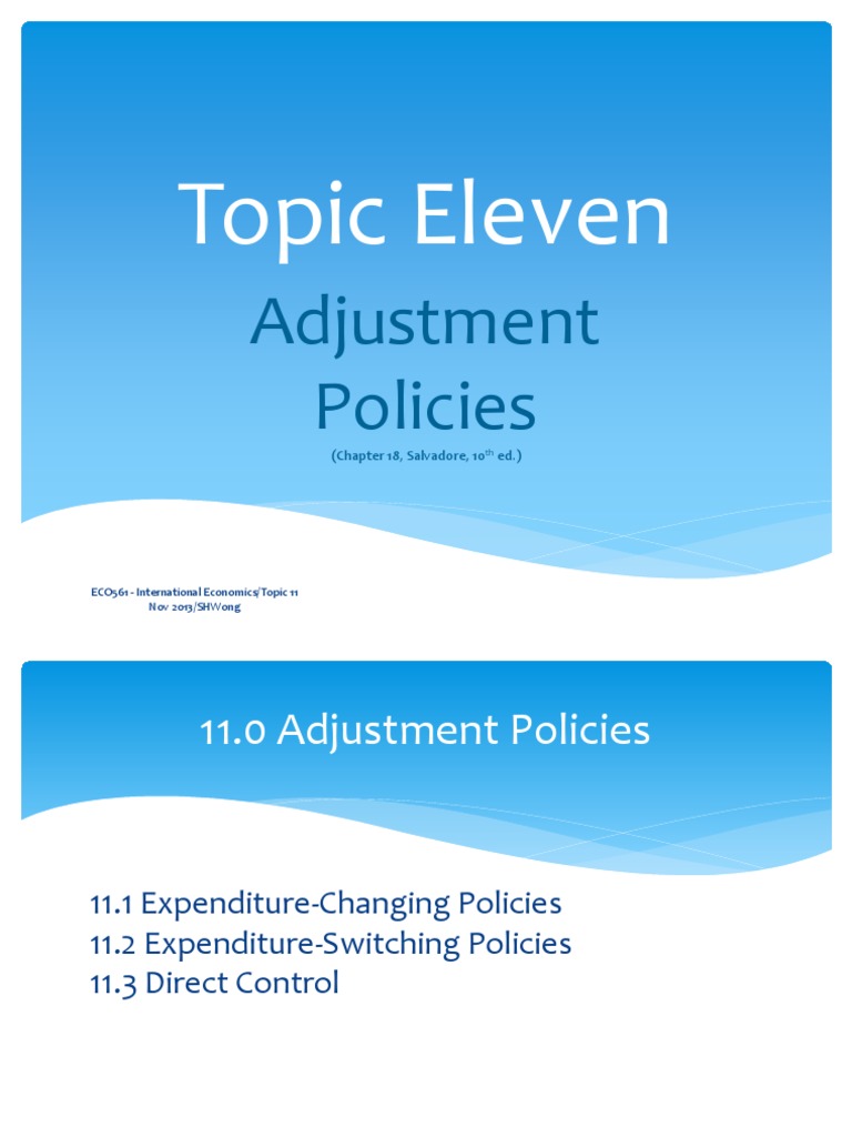 Topic 11 Adjustment Policies PDF Policy Fiscal Policy