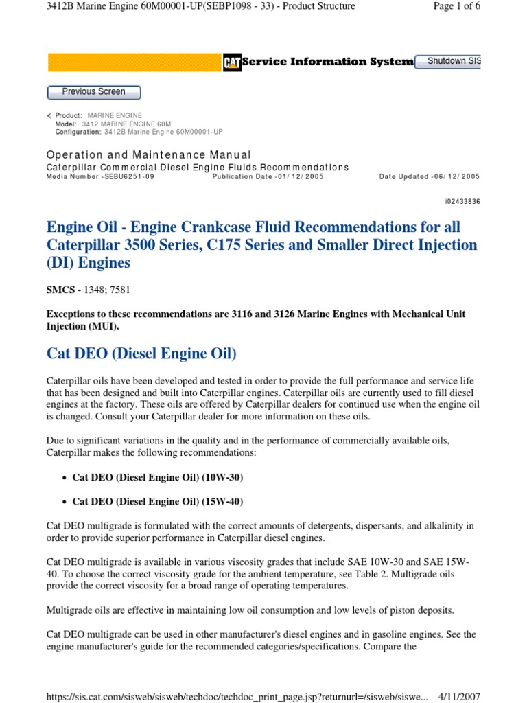 SEBU 6251 Oil Engine Crankcase Fluid PDF Motor