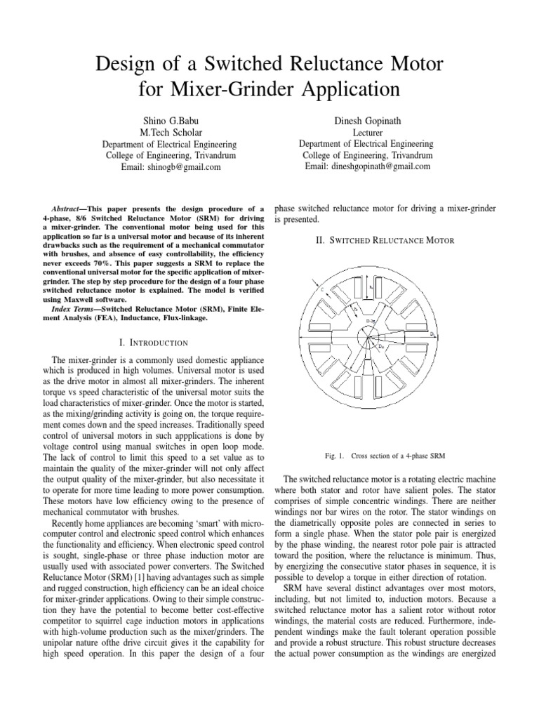 Mixer Grinder Motor PDF Devices Force