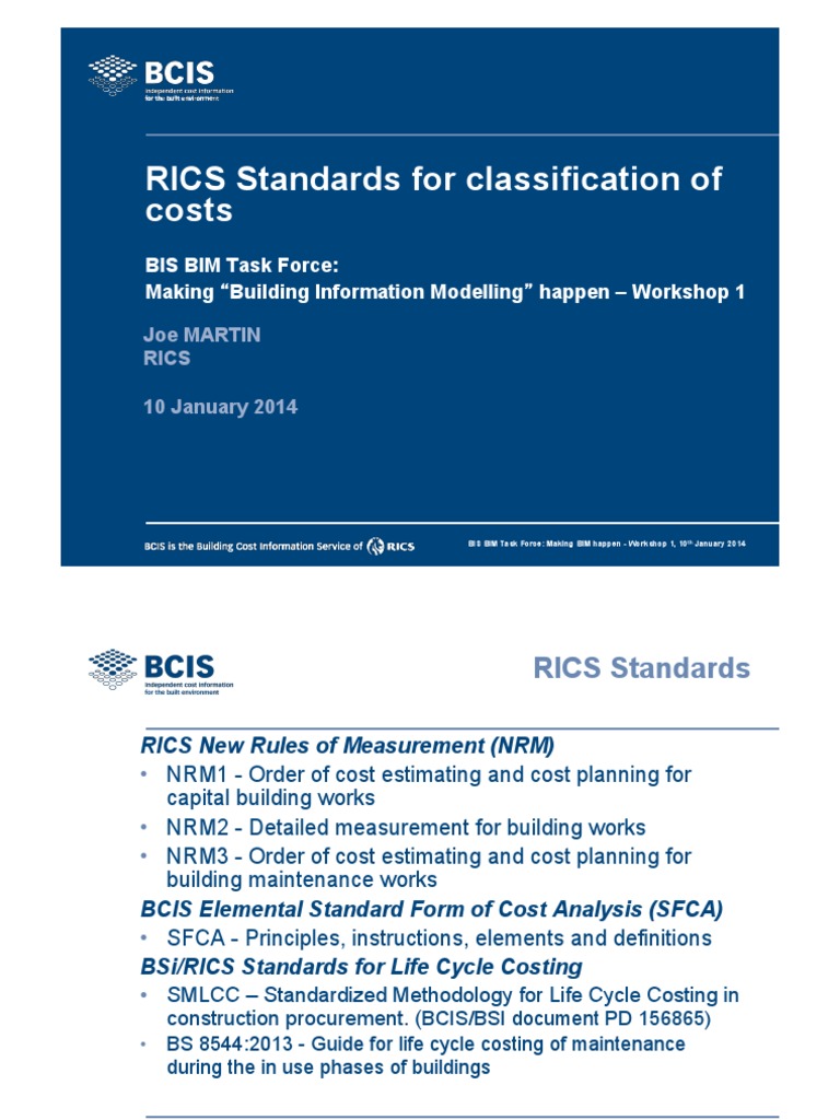 Joe Martin Classification RICS Classification of Costs | PDF | Building ...