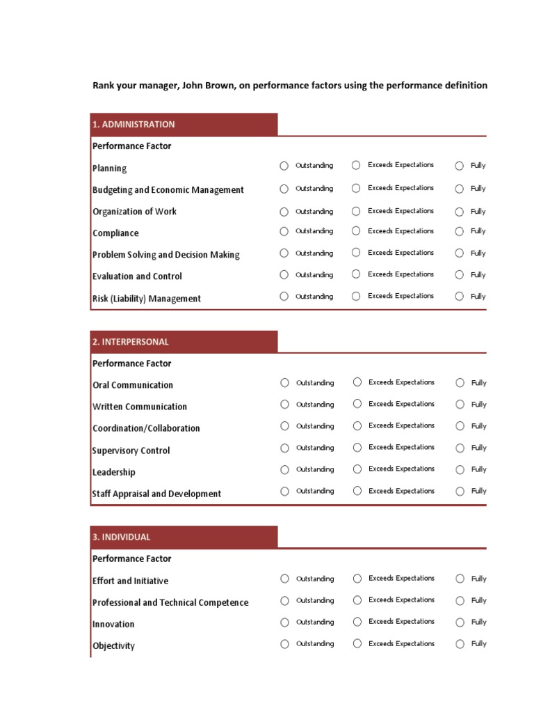 Manager Evaluation Form Template | PDF | Performance Appraisal | User ...