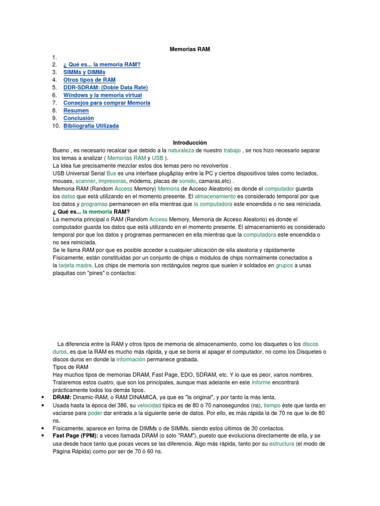 Guía Completa sobre Memorias RAM | PDF | Informática