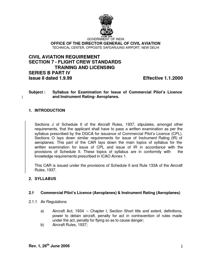 CPL and IR Exam Syllabus Overview | PDF | Instrument Flight Rules | Air ...