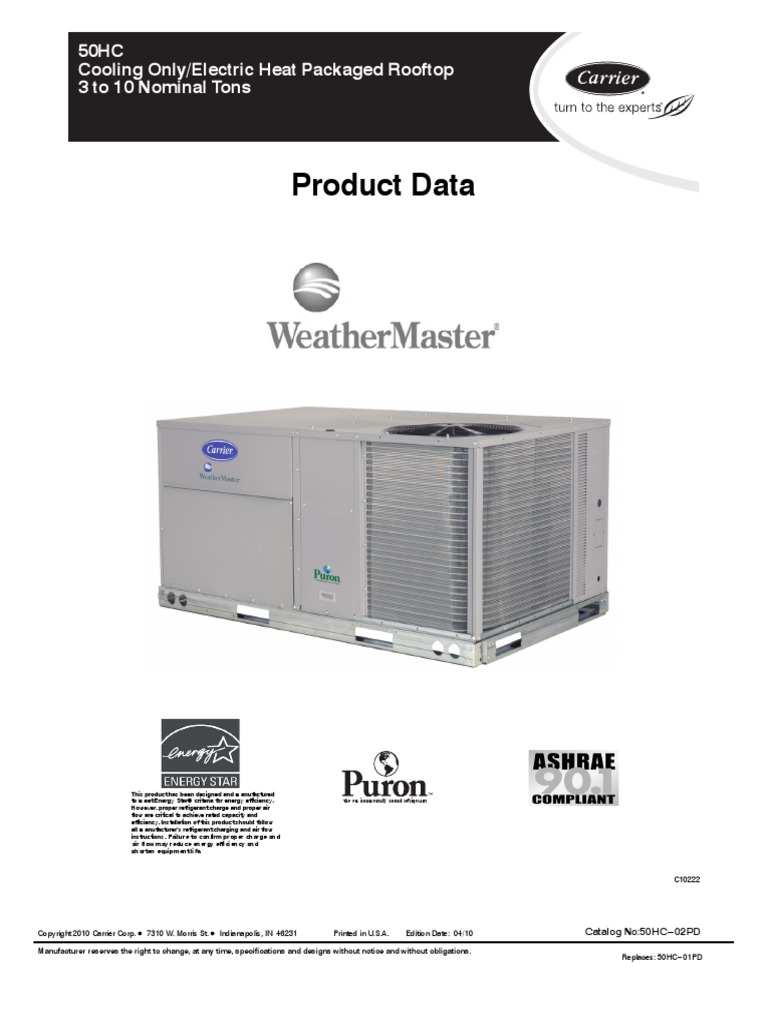 50hc_02pd Carrier Tipo Paquete PDF Hvac Air Conditioning