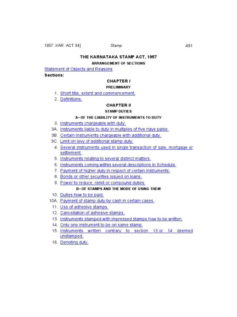 The Karnataka Stamp Act, 1957 PDF Advocate Taxes