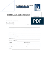 Formulario de Inscripción Del Instituto de Auditores Internos de Honduras (IAIH)