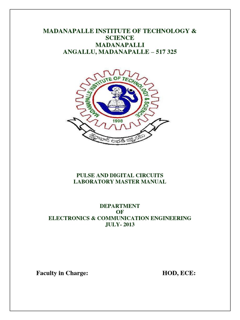 Pulse & Digital Circuits Lab Manual | Electronic Circuits ...