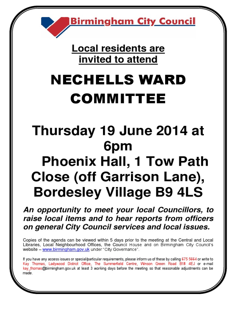 Nechells Ward Committee Meeting Invite | PDF
