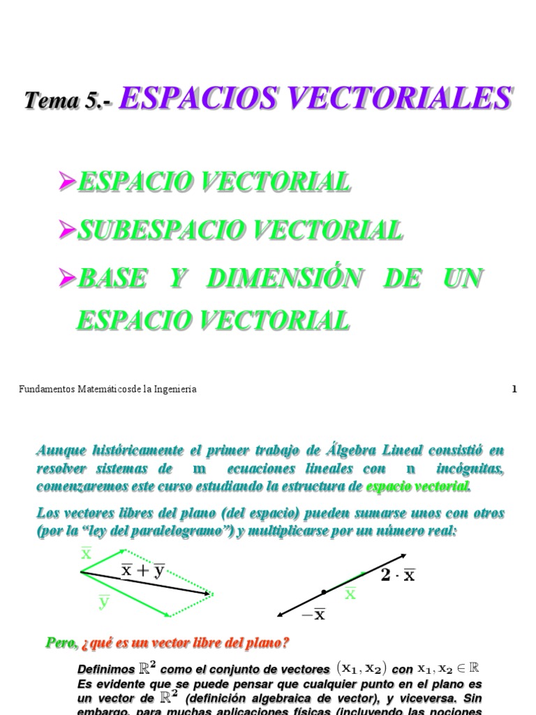 Espacios Vectoriales | PDF | Espacio vectorial | Base (álgebra lineal)