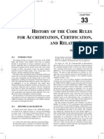 HISTORY OF THE CODE RULES FOR ACCREDITATION, CERTIFICATION, AND RELATED ISSUES