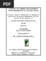 A Study On Credit Management With Reference To Canara Bank