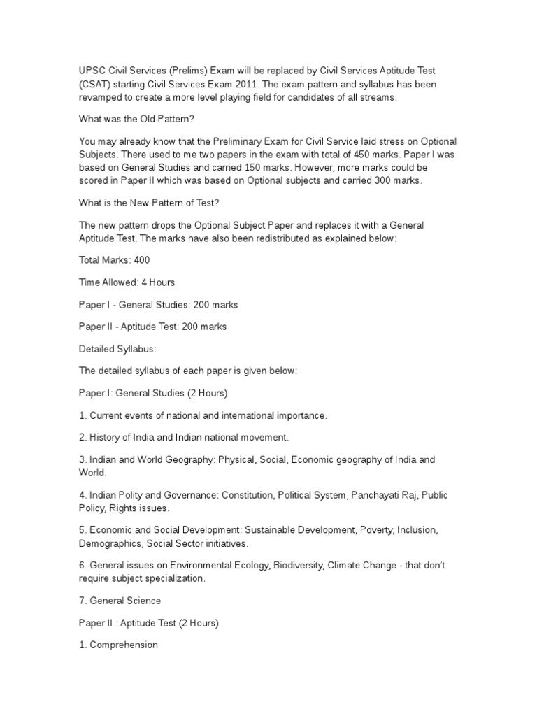 UPSC Prelims Revamped: New CSAT Format | PDF | Evaluation Methods ...