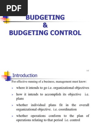 Budgeting and Budgeting Control