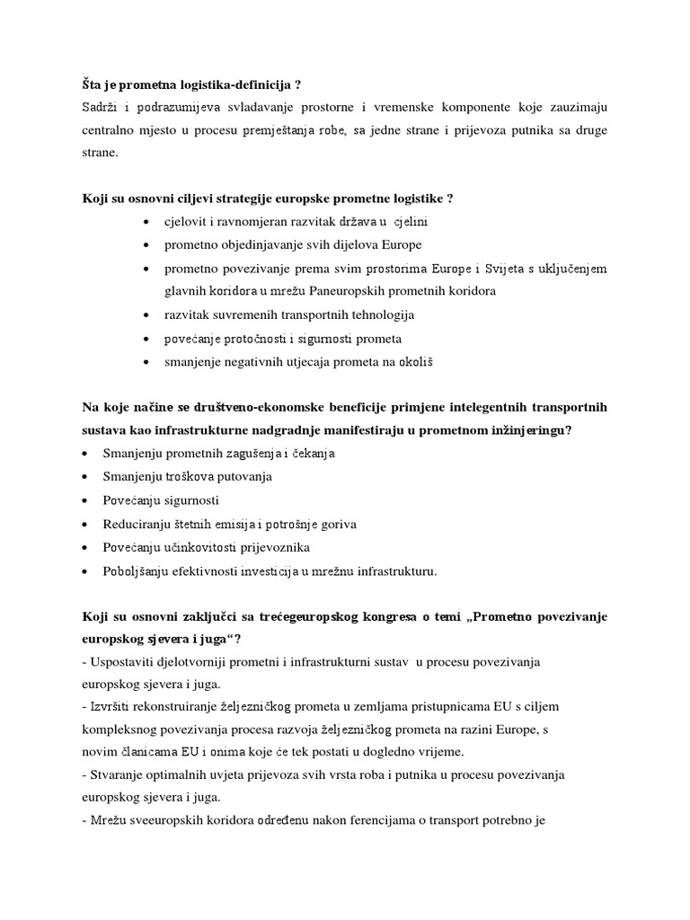 Logistika I Spedicija Test 2 | PDF