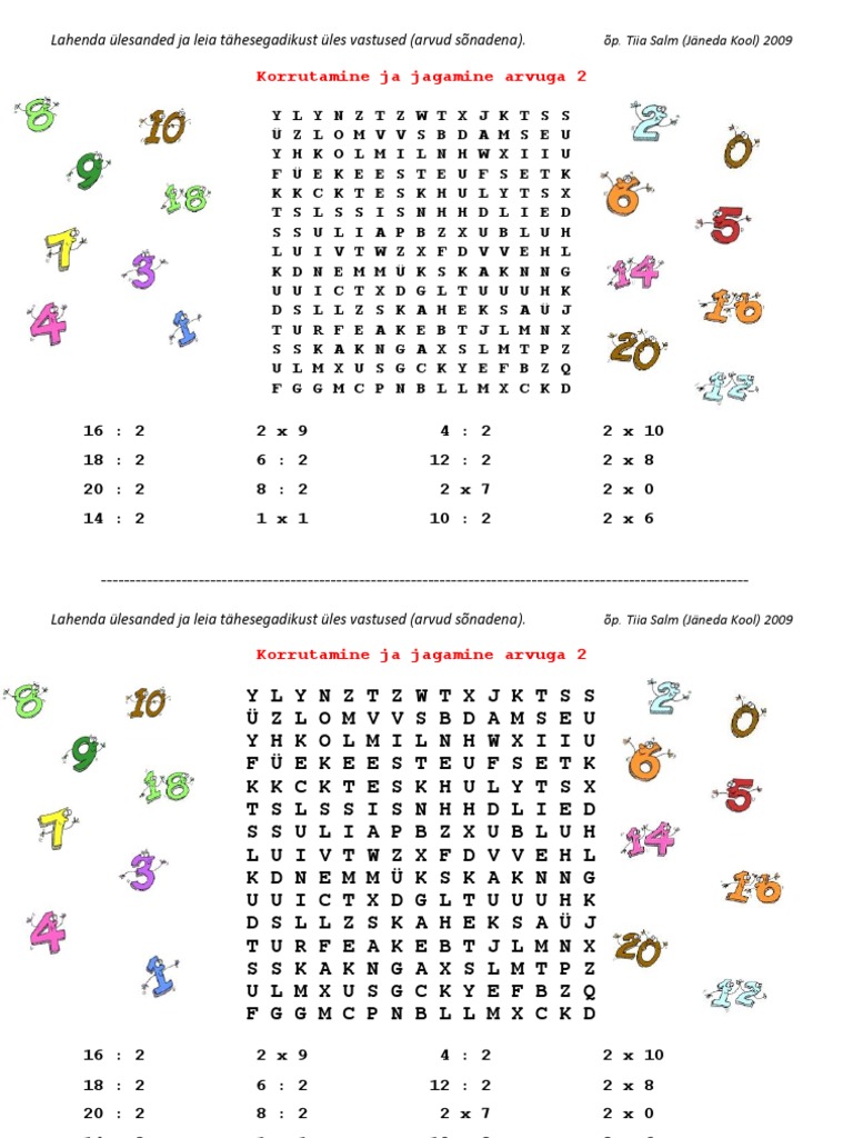 Korrutamine Ja Jagamine Arvuga 2 PDF