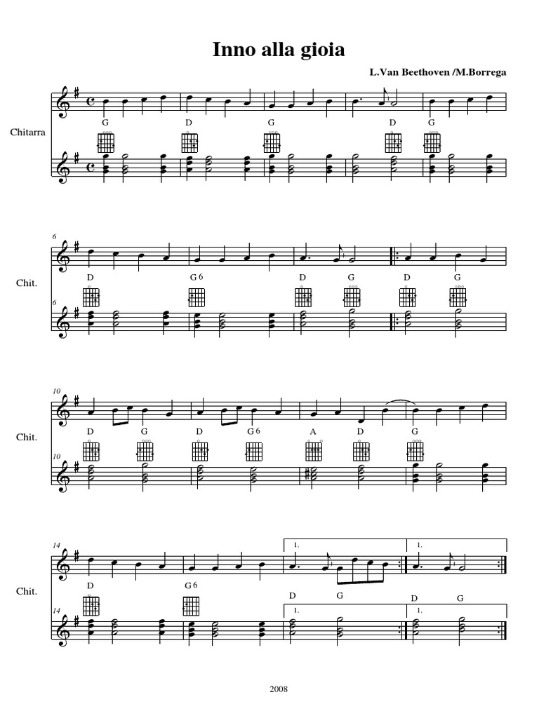 Inno Alla Gioia Chitrra Accordi Spezzati