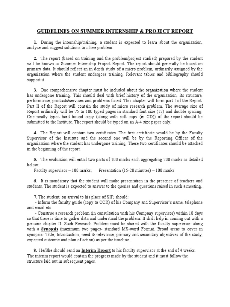 Summer Internship Project Report Guidelines | PDF | Behavior ...
