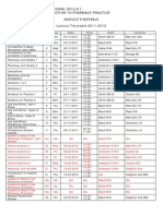 B31A10 Professional Skills 1: Introduction To Pharmacy Practice Module Timetable Lecture Timetable 2011-2012