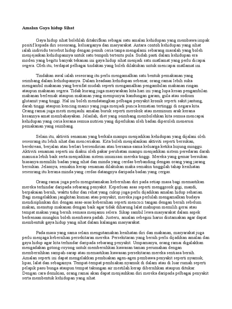 Amalan Gaya Hidup Sihat | PDF | Kesehatan Holistik | Gaya Hidup