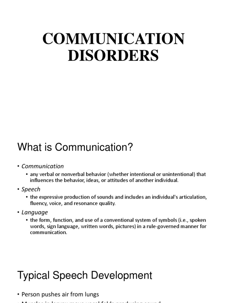 Understanding Communication Disorders | PDF | Language Development | Word