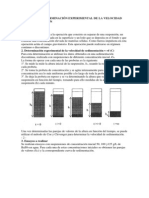 Determinación experimental de la velocidad de sedimentación