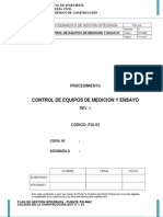 PGI-03 Control de Equipos de Medicion y Ensayos