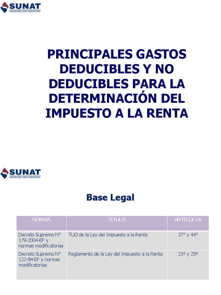 Gastos Deducibles y No Deducibles IR | PDF | Impuesto sobre la renta ...