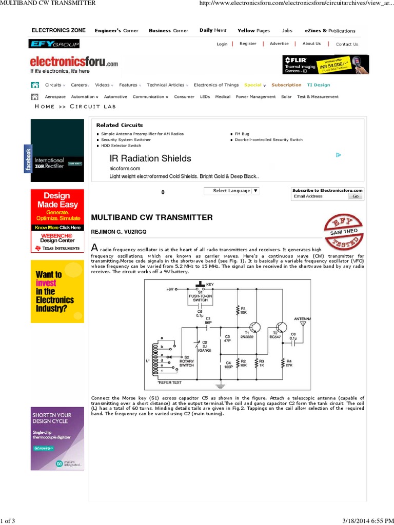 Multiband CW Transmitter Circuit | PDF