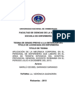 Aplicación de La Mecánica Corporal en El Personal de Enfermería