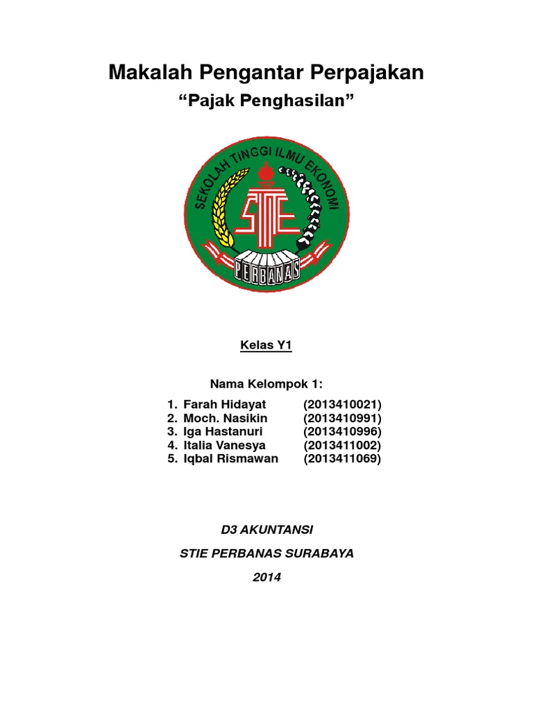 Makalah Pengantar Perpajakan Pajak Penghasilan