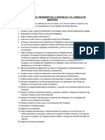 Atribuciones Del Presidente de La Republica y El Consejo de Ministros