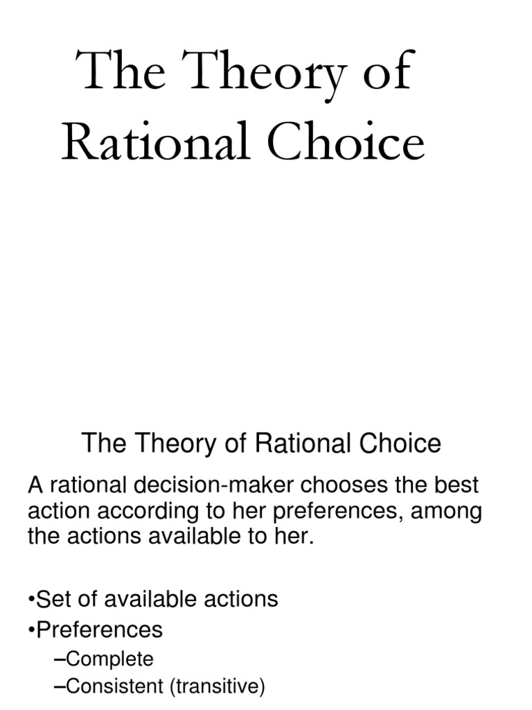 01-The Theory of Rational Choice | PDF