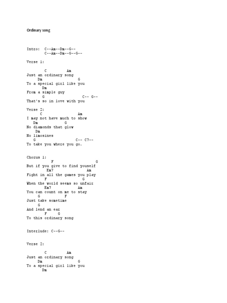 Ordinary Song Song Structure Songs