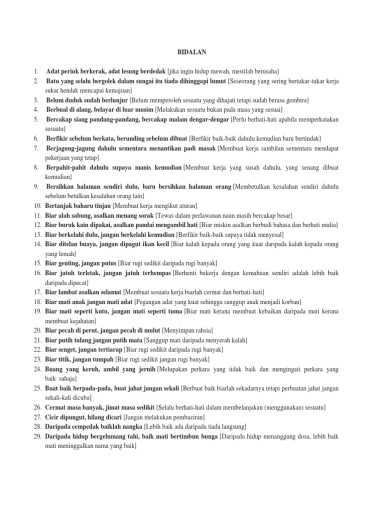 Peribahasa Bahasa Melayu SPM