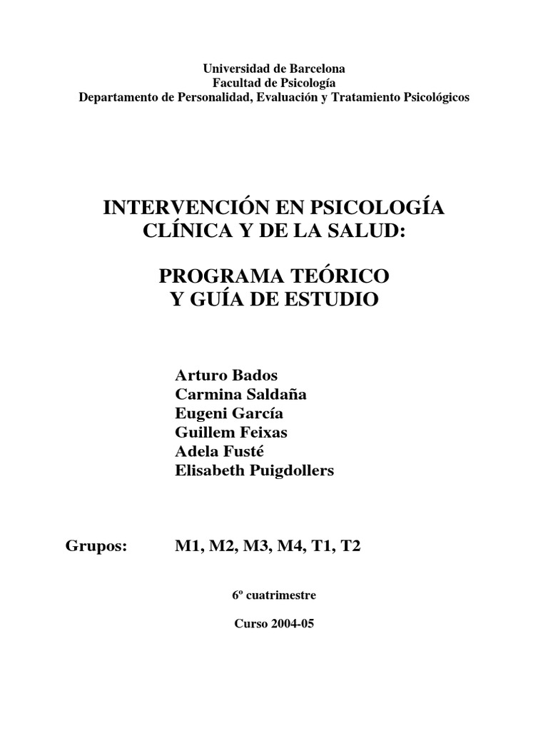 Guía de Intervención en Psicología Clínica | PDF | Fobia | Psicoterapia