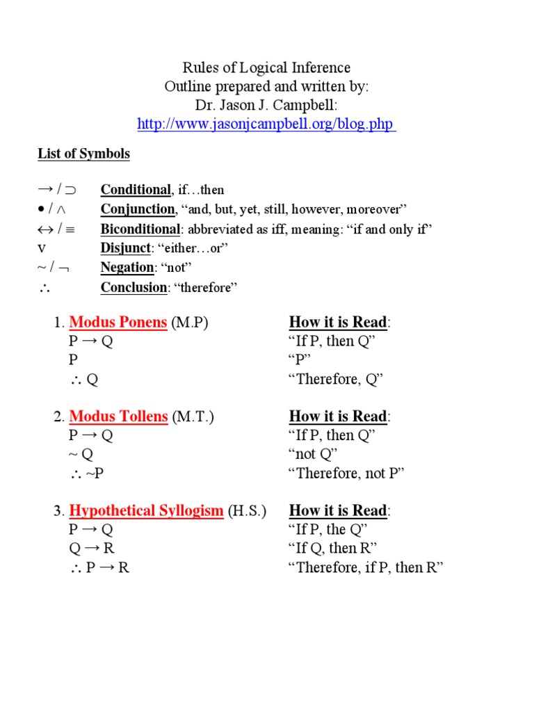 Rules of Logical Inference PDF | PDF | Language Arts & Discipline